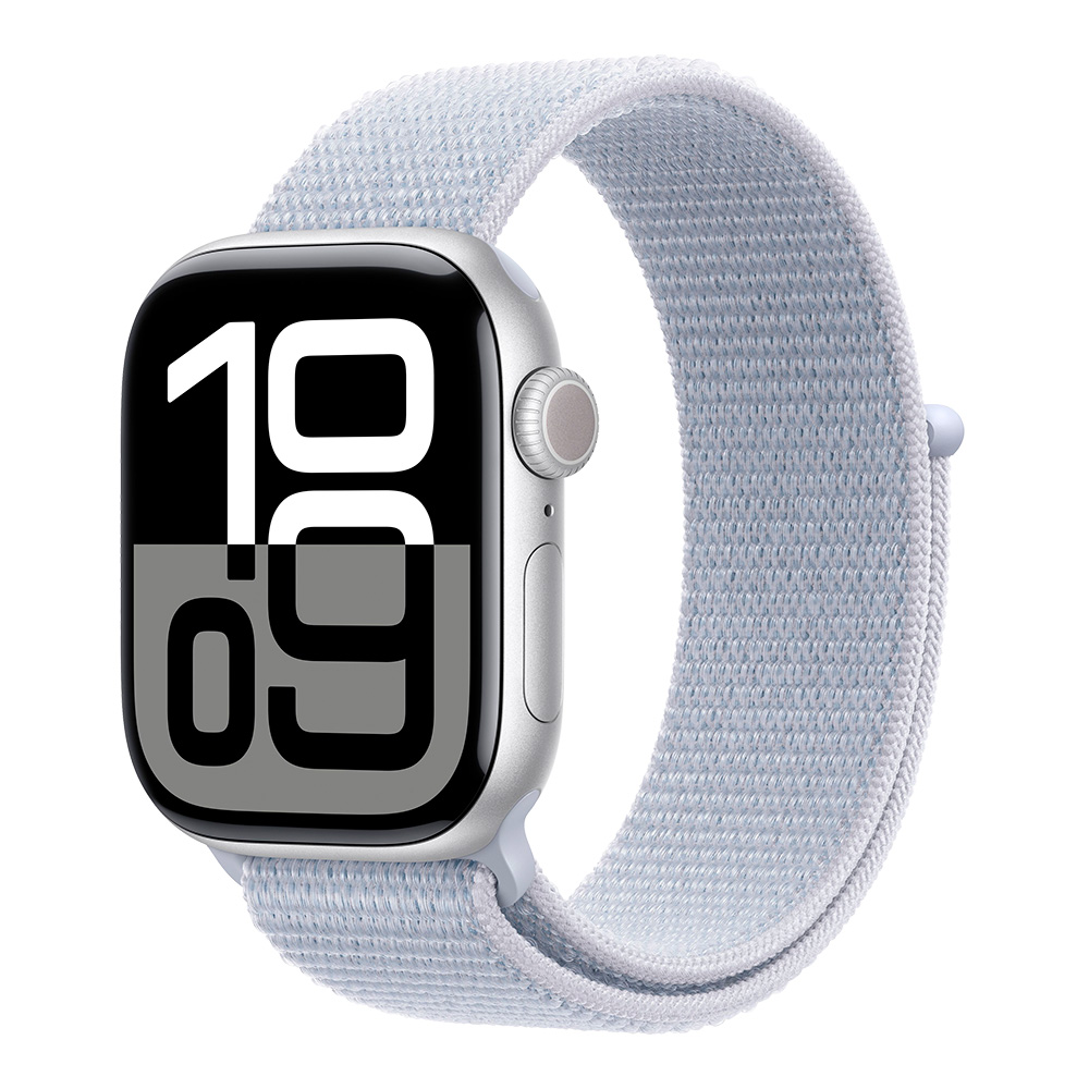 Apple Watch Series 10, 42 мм, Sport Loop серебристый/голубое облако...