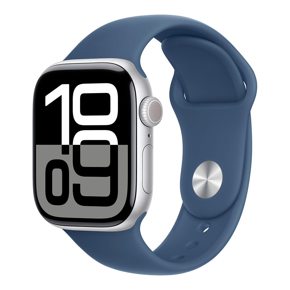 Apple Watch Series 10, 42 мм, серебристый/деним M/L