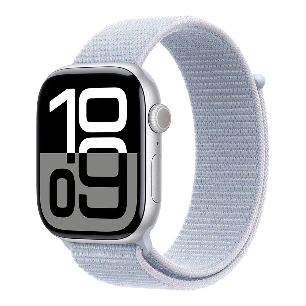 Apple Watch Series 10, 46 мм, Sport Loop серебристый/голубое облако...