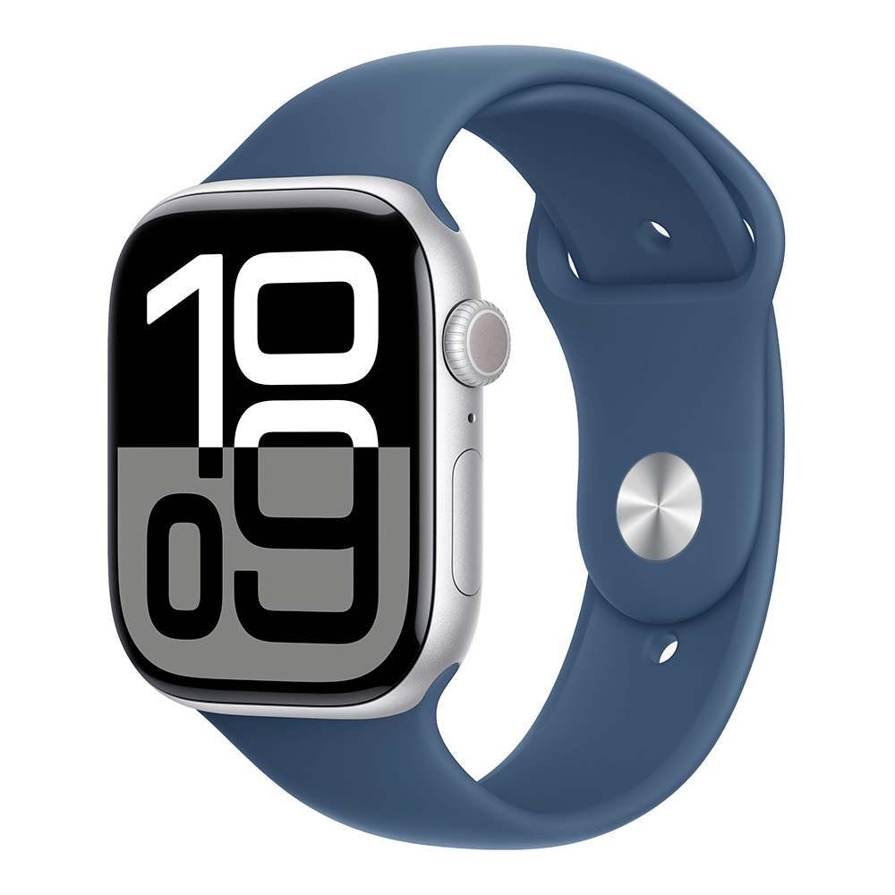 Apple Watch Series 10, 46 мм, серебристый/деним M/L