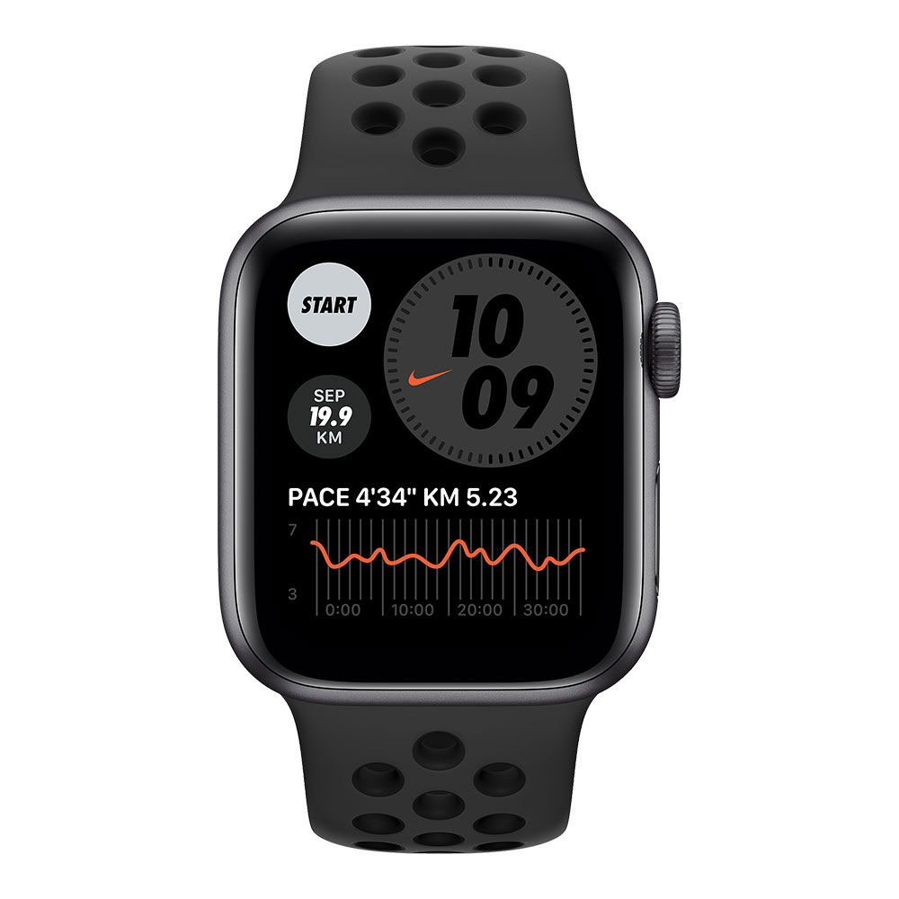 Apple Watch Nike Series 6, 40 мм, корпус цвета серый космос, ремешок Nike цвета антрацитовый/чёрный