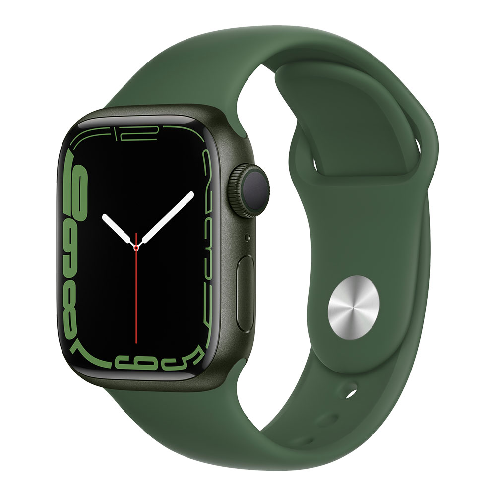 Apple Watch Series 7, 41 мм, корпус зелёного цвета, ремешок цвета зелёный клевер