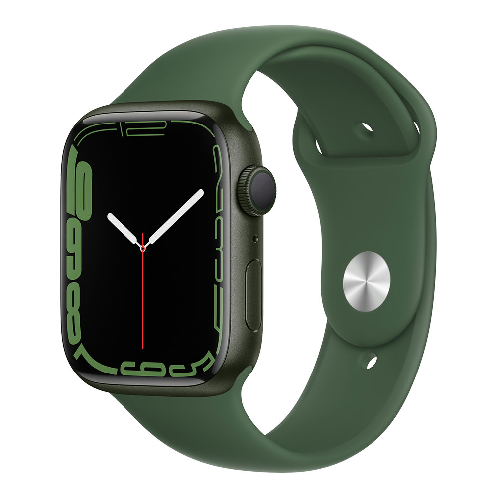 Apple Watch Series 7, 45 мм, корпус зелёного цвета, ремешок цвета зелёный клевер