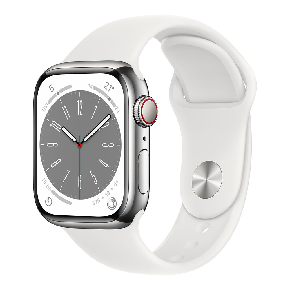 Apple Watch Series 8, 41 мм, cellular, серебристый/белый