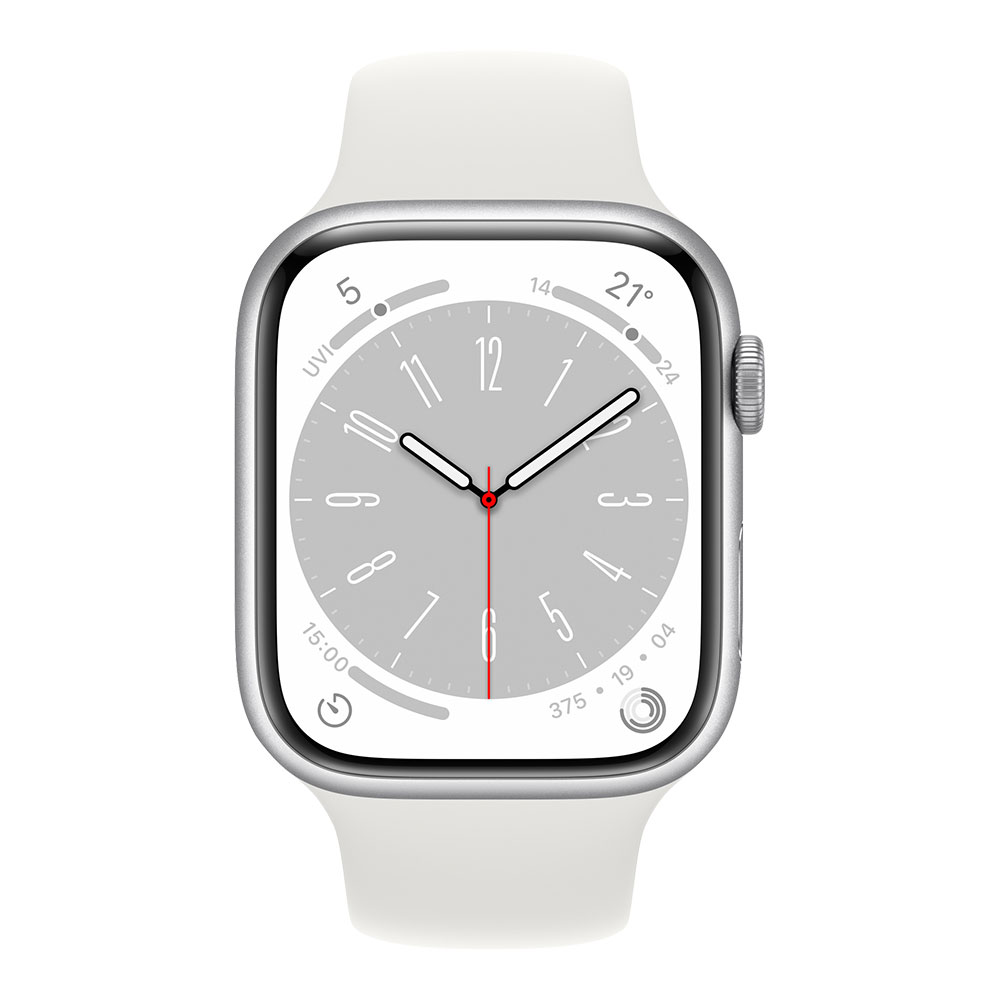 Apple Watch Series 8, 45 мм, серебристый/белый