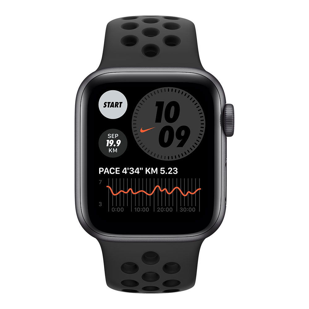Apple Watch Nike SE, 40 мм, корпус цвета серый космос, ремешок Nike цвета антрацитовый/чёрный