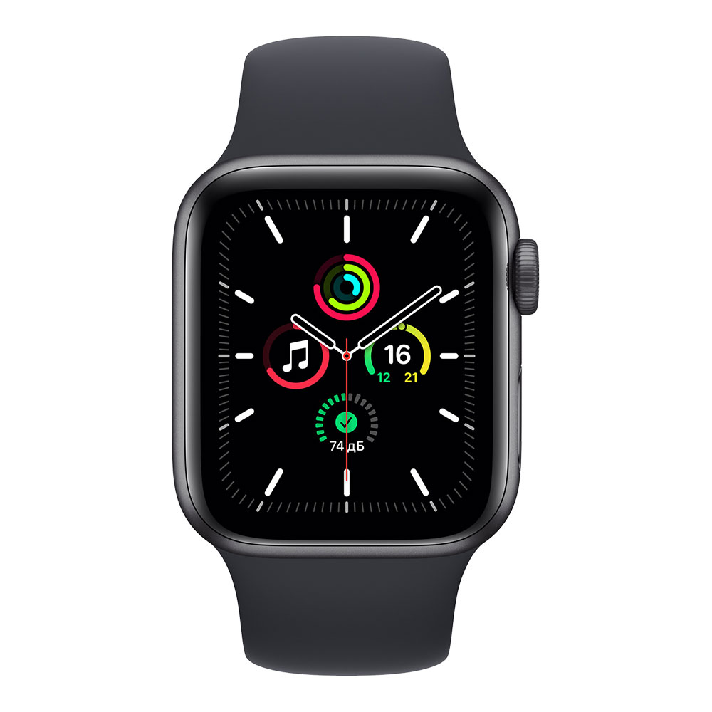 Apple Watch SE, 40 мм, корпус цвета серый космос, ремешок цвета тёмная ночь