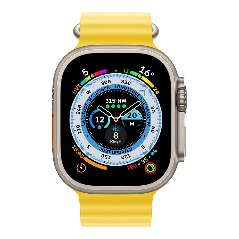 Apple Watch Ultra, ремешок Ocean жёлтого цвета